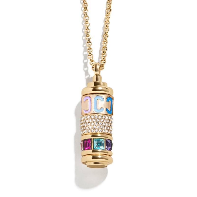 BaubleBar Initial Spinner Charm Necklace - Personalized Gold-Plated Pendant Necklace for Women w/Spinning Beads, Initial Necklace with Interchangeable Charms, Easy Twist Open Design - Letter C - Image 1