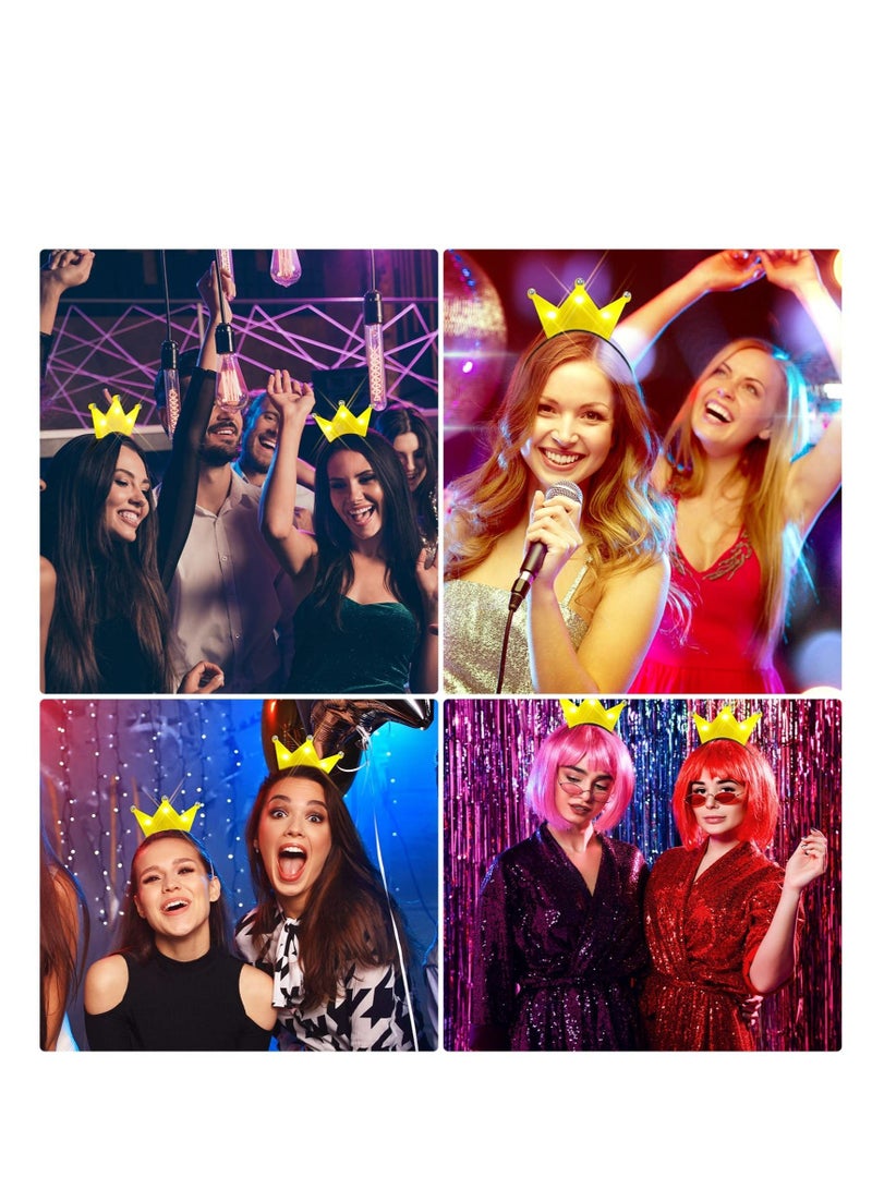 Light up Led Crown, 24 Pcs Yellow Princess Tiara Crown, Headband Tiara Flashing LED Headband, Crown Headbands For Girls, for Birthday, Festival, Concert, Party Costume Hair Accessories - Image 5