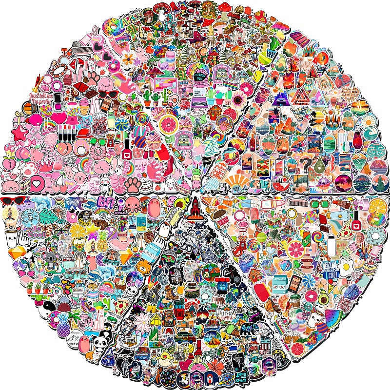 Arme 600 PCS Stickers PackCute Colorful Waterproof StickersVinyl Art StickersStickers for Water BottlesSkateboards and Notebooks Laptop Sticker for Teens Girls Kids Adults