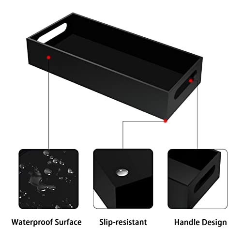 Tasybox Toilet Paper Holder with Storage, Acrylic Toilet Tank Tray, Black Bathroom Trays with Handles Vanity Tray for Home Decor - Image 4