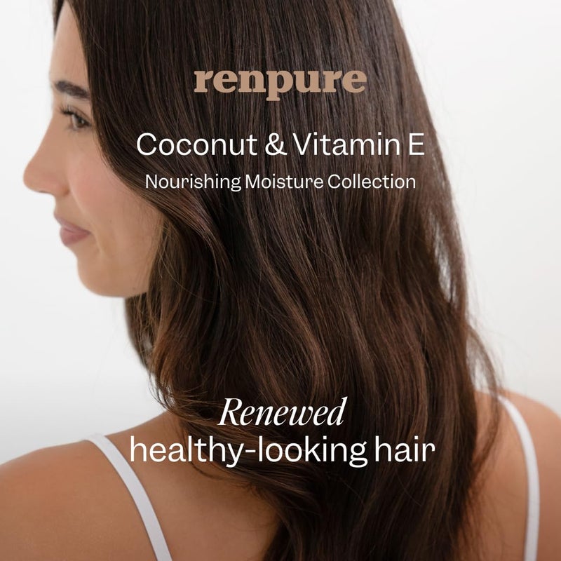 Renpure Plant Based Coconut and Vitamin E Moisturize and Replenish Conditioner - Ideal for Dry, Lifeless Hair - Leaves Hair Silky and Smooth - Paraben Free - Recyclable, Pump Bottle Design - 24 fl oz - Image 4