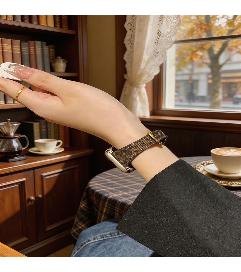 Dark Brown Leopard Print Apple Watch Band 38 40 41mm Soft Minimalist - Image 1