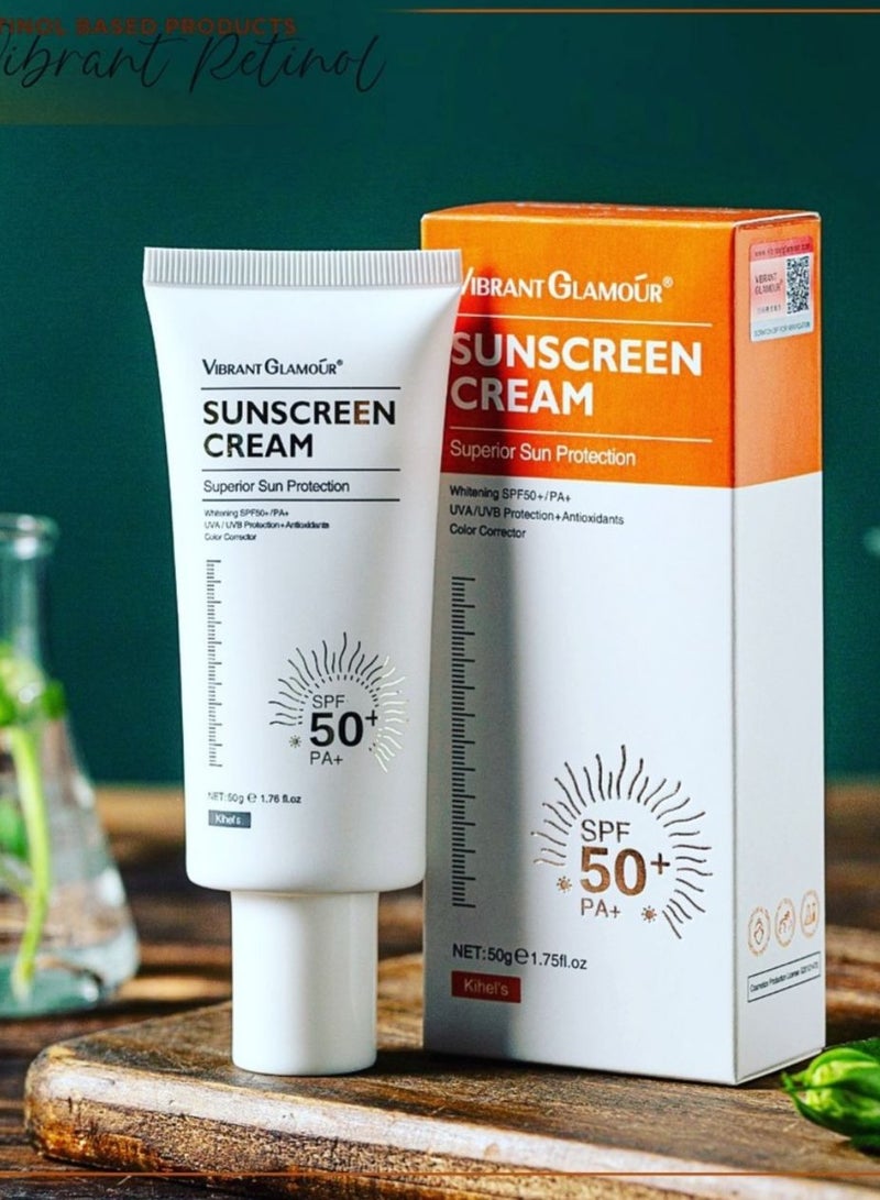 فايبرنت جلامور كريم واقي شمس فيبرانت غلامور SPF 50 PA+++ 50 جم حماية من أشعة الشمس تفتيح مقاوم للتجاعيد التحكم بالدهون مناسب لجميع أنواع البشرة للاستخدام اليومي - Image 1