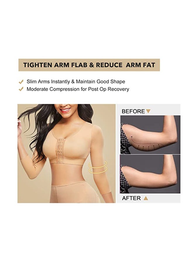 Women's Sports Bra Wireless Front Buckle Yoga Bra Arm Compression Sleeves Upper Shapers Slimmer Post Surgery Posture Corrector Shapewear Tops L Size - Image 4