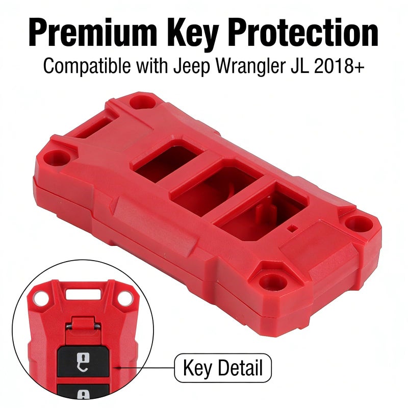 Jeep Wrangler JL Key Fob Case Cover 4PCS Red ABS Plastic Replacement Easy Install - Image 3