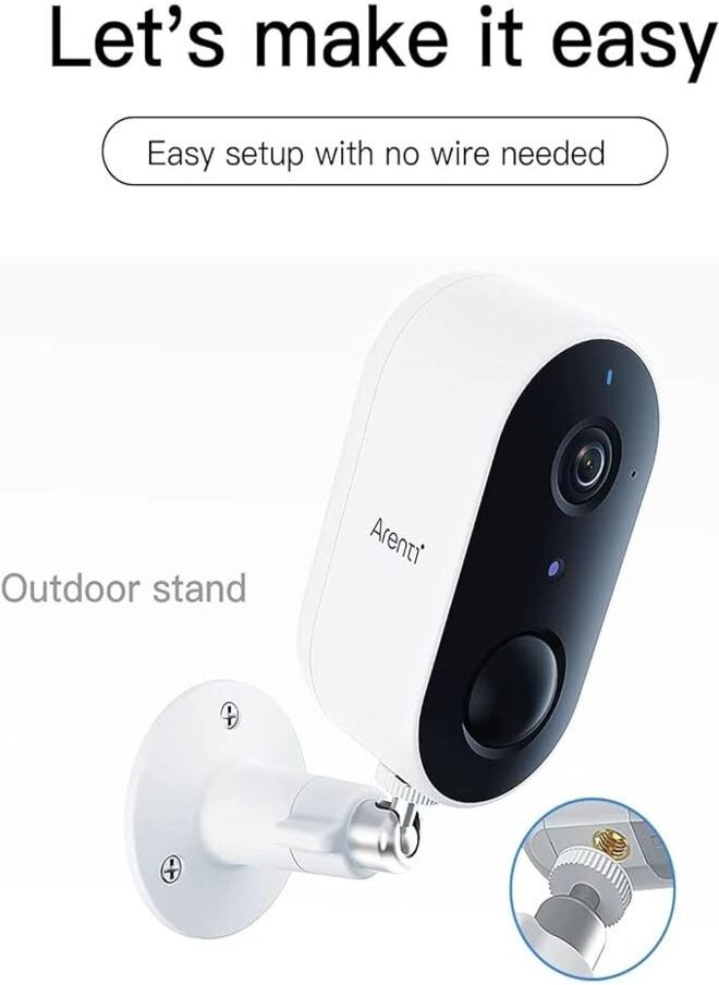 Arenti GO1 Outdoor Security Camera WiFi, 1080P HD Rechargeable Battery for Home, IP65 Weather-Resistant 2-Way Audio Night Vision Alarm Message Motion Detection  - Image 2