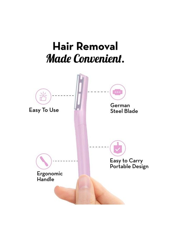 Plush Flawless & Reusable Face & Eyebrow Razor For Women Pack Of 3 ; Painless And Instant Hair Removal At Home For Upperlips Forehead Sideburns And Eyebrows With Stainless Steel Blades ; Prevents Razorburns - Image 3