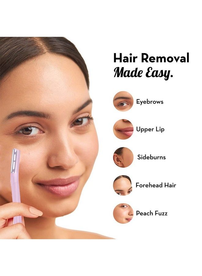 Plush Flawless & Reusable Face & Eyebrow Razor For Women Pack Of 3 ; Painless And Instant Hair Removal At Home For Upperlips Forehead Sideburns And Eyebrows With Stainless Steel Blades ; Prevents Razorburns - Image 5