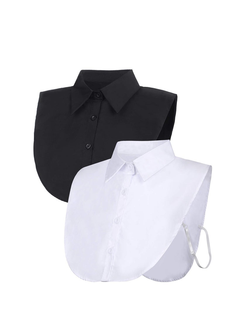 Zikra 2 Pcs Fake Collar Lady's Fake Collar Half Shirt Blouse Detachable False Collar Joker Shirt Decorative Collar Collar Cuff Cotton Choker Tie False Lapel Point - Image 4