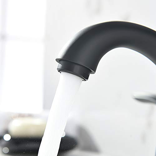 Phiestina 4 Inch 2 or 3 Holes 2 Handles Centerset Matte Black Lead-Free Bathroom Sink Faucet, Bathroom Faucet with Copper Pop Up Drain and Water Supply Lines, BF008-5-MB - Image 5