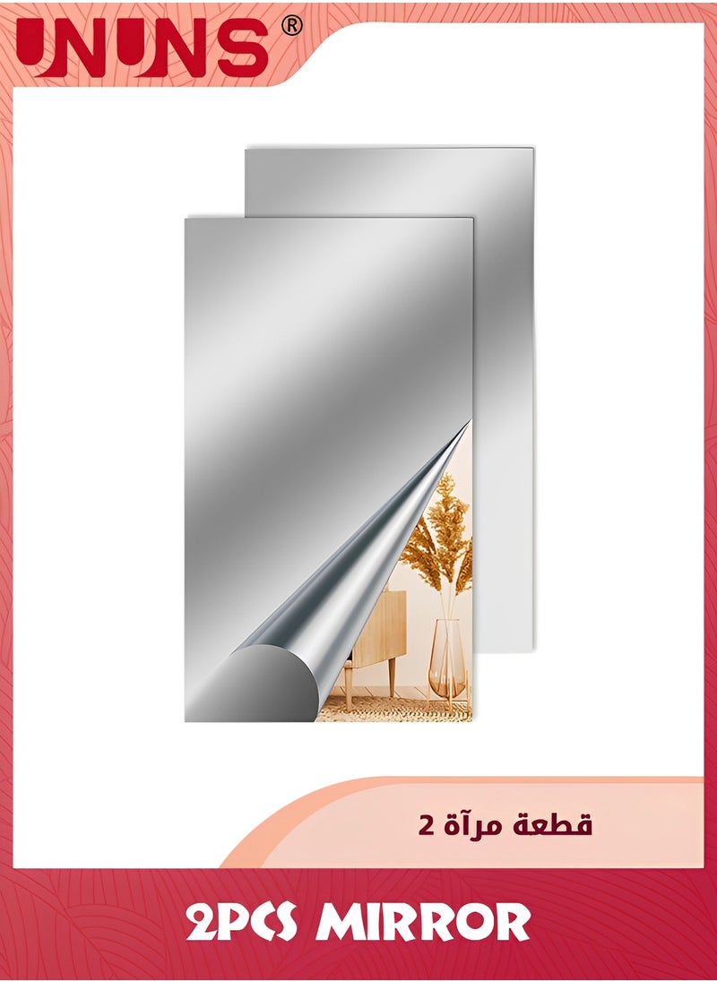 UNUNS Acylic Mirror Wall Stickers,2 Pack 40x50cm Adhesive Mirror Sheet Soft Non Glass,Frameless Tiles For Mounted Mirror,Bedroom,Home Gym,Bathroom,Kitchen,Door  - Image 1