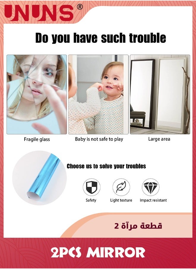 UNUNS Acylic Mirror Wall Stickers,2 Pack 40x50cm Adhesive Mirror Sheet Soft Non Glass,Frameless Tiles For Mounted Mirror,Bedroom,Home Gym,Bathroom,Kitchen,Door  - Image 4