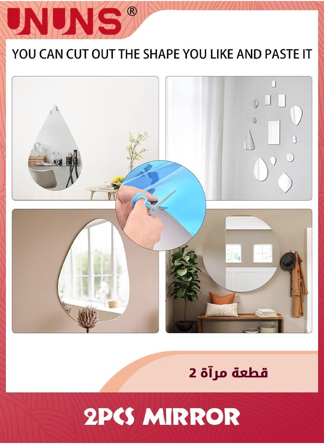 UNUNS Acylic Mirror Wall Stickers,2 Pack 40x50cm Adhesive Mirror Sheet Soft Non Glass,Frameless Tiles For Mounted Mirror,Bedroom,Home Gym,Bathroom,Kitchen,Door  - Image 5