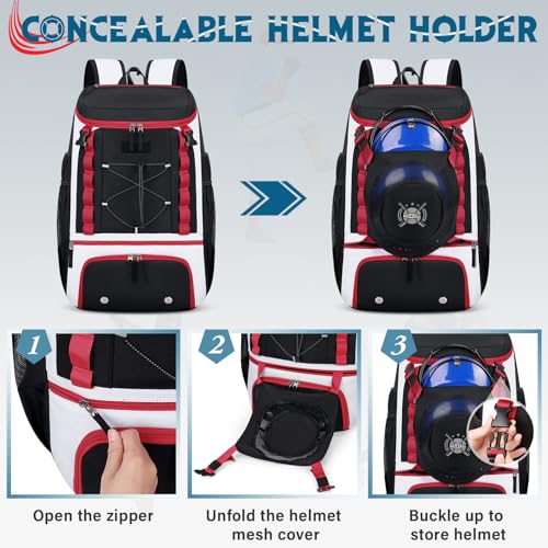 SDYSM Baseball Bag Lightweight Softball Bags for Adults Youth 40L Large Baseball Backpack with Shoe Compartment, Helmet Holder, Fence Hook Waterproof Softball Bats Bag for T-Ball & Softball Equipment - Image 5