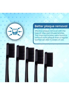 AGARO Charcoal Manual Toothbrush Gentle Soft Teeth Whitening For Adults & Children Medium Tip Bristles Family Pack Of 5 Mix Colour  - Image 5