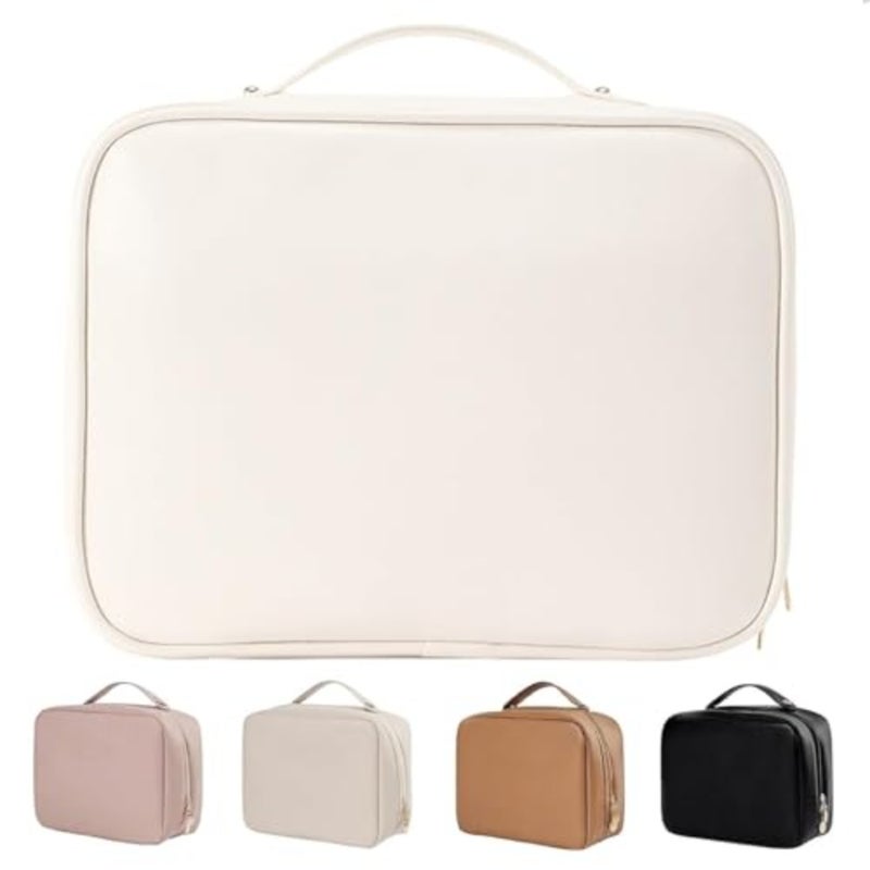 Multi-Compartment Toiletry Cosmetics Bag, Travel Makeup Bag, Toiletry Cosmetics Bag, PU Leather Portable Large Toiletry Bag with Compartments, Portable Cosmetic Travel Bag - Image 1