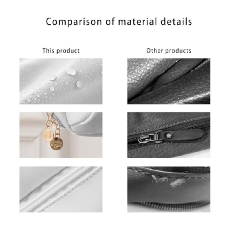 Multi-Compartment Toiletry Cosmetics Bag, Travel Makeup Bag, Toiletry Cosmetics Bag, PU Leather Portable Large Toiletry Bag with Compartments, Portable Cosmetic Travel Bag - Image 5