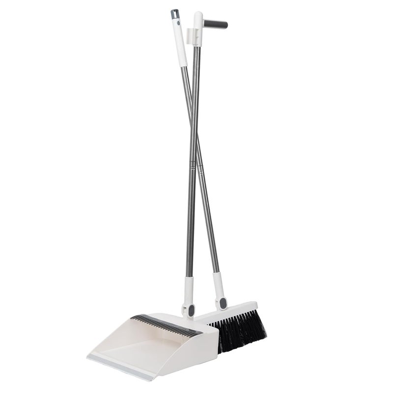 MAMMOTH Broom Brush with Dustpan Set with Long Handle Upright Stand Up Standing Dustpan Folding Vertical Sweeping Set Creative Dustpan with Comb Tooth Brush for Office Kitchen Cleaning - Image 2