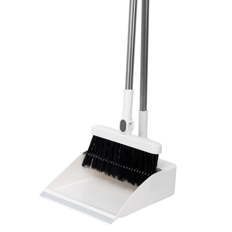 MAMMOTH Broom Brush with Dustpan Set with Long Handle Upright Stand Up Standing Dustpan Folding Vertical Sweeping Set Creative Dustpan with Comb Tooth Brush for Office Kitchen Cleaning - Image 1