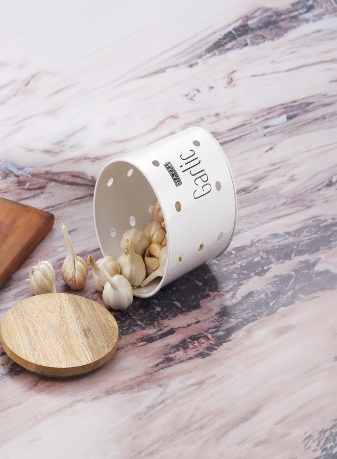 HAZEL Garlic Storage Container for Kitchen | Garlic Container for Storage, White, 1 kg apx. - Image 2