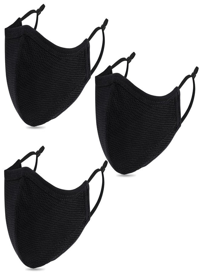 comfso 3Ply Reusable Face Protection Washable- Black Cloth Mouth Protect for Women Men Medium (Pack of 3) - Image 1