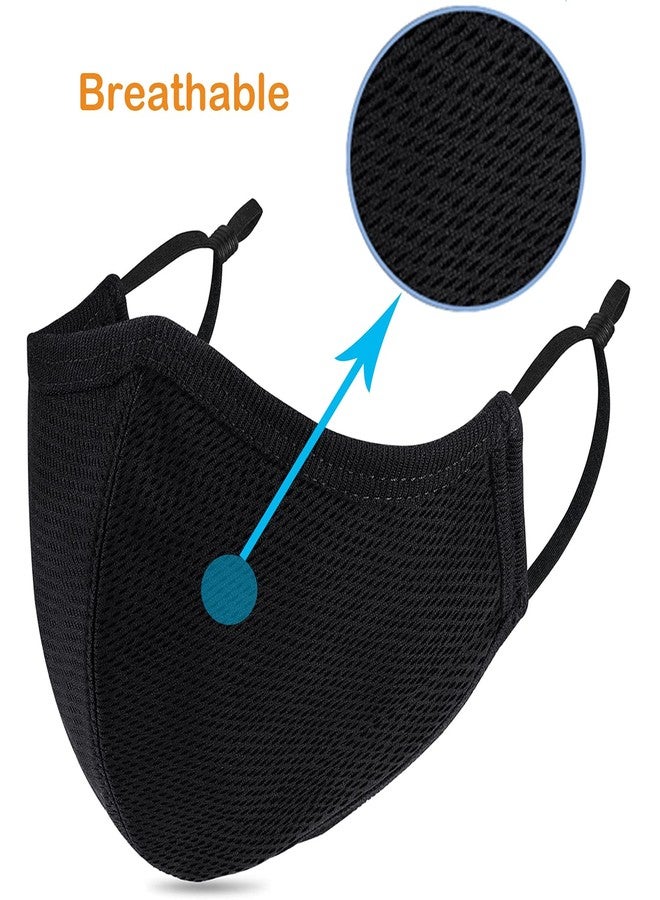 comfso 3Ply Reusable Face Protection Washable- Black Cloth Mouth Protect for Women Men Medium (Pack of 3) - Image 5