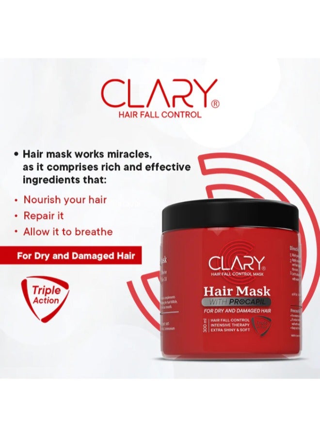 CLARY Hair Mask Hair Fall Control With Procapil For Dry And Damaged Hair - 300 ml - Image 2