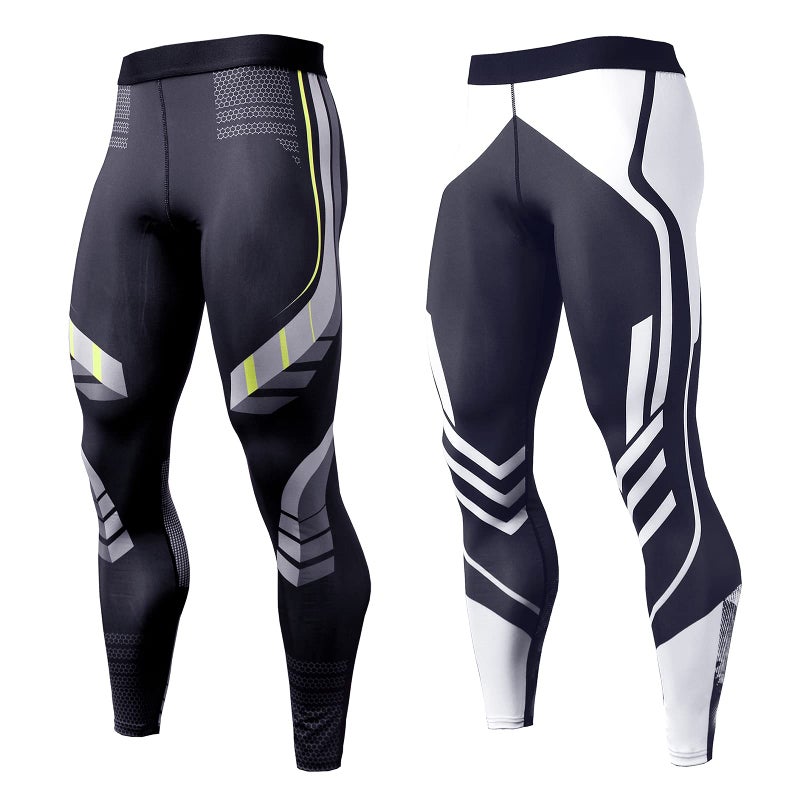OEBLD Compression Pants Men UV Blocking Running Tights 1 or 2 Pack Gym Yoga Leggings for Athletic Workout - Image 1