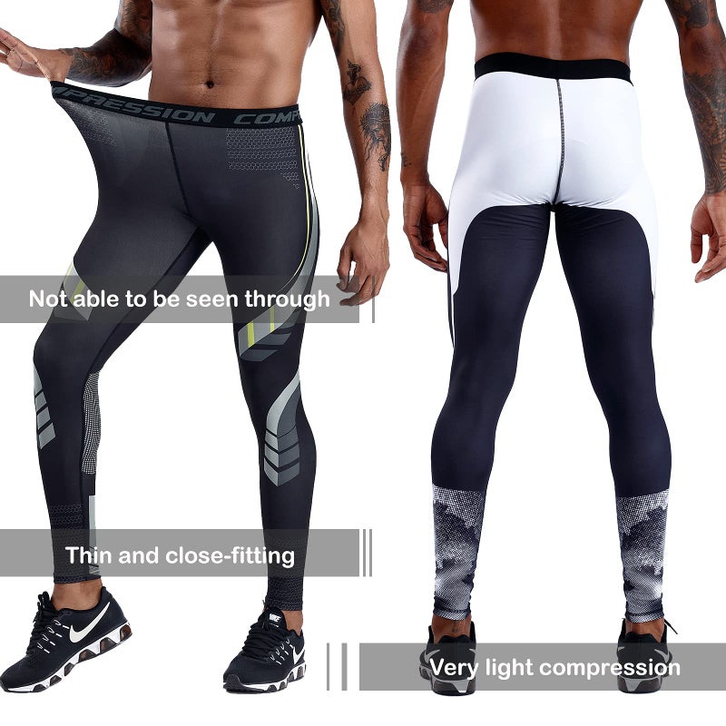 OEBLD Compression Pants Men UV Blocking Running Tights 1 or 2 Pack Gym Yoga Leggings for Athletic Workout - Image 5