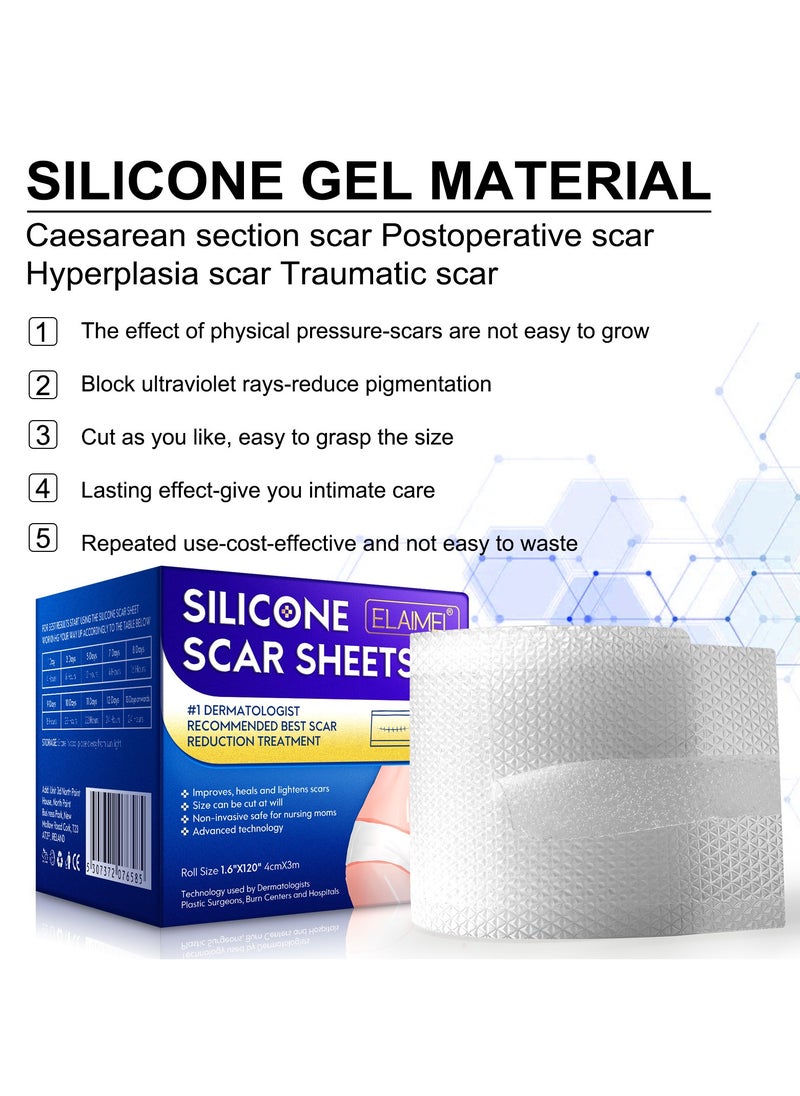 Elaimei - Silicone Scar Sheets 3M *4 cm Soft Silicone Gel  Scar Sticker Efficient Beauty Scars Removal - Image 1