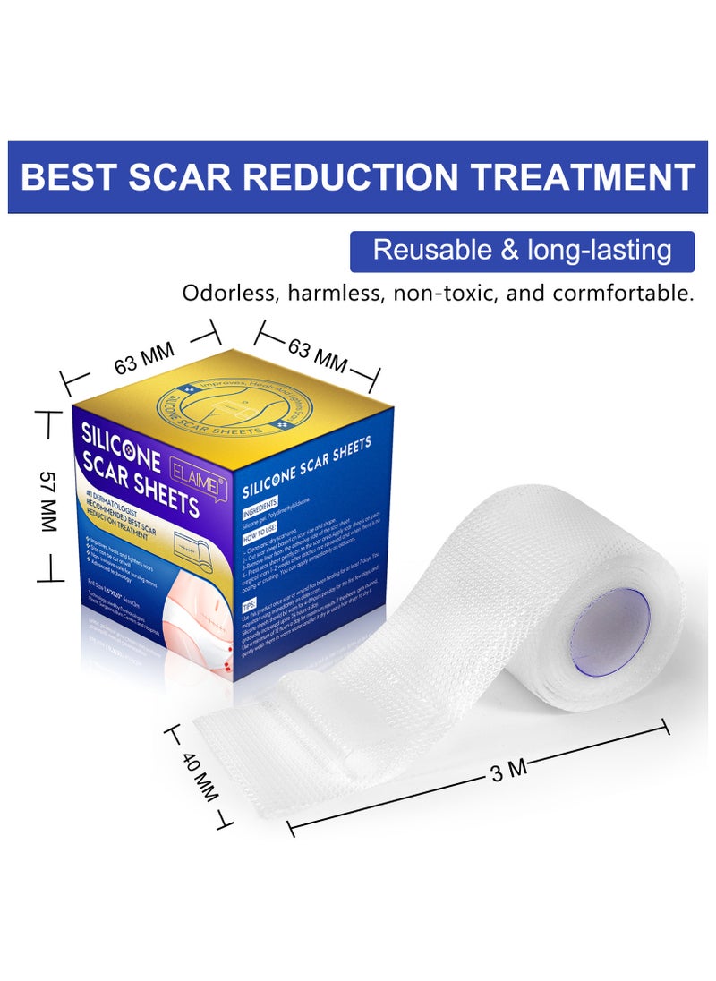 Elaimei - Silicone Scar Sheets 3M *4 cm Soft Silicone Gel  Scar Sticker Efficient Beauty Scars Removal - Image 1