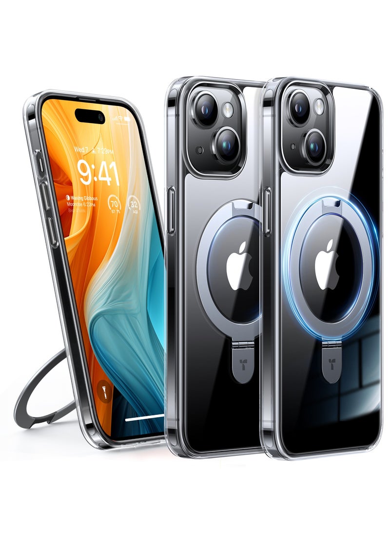 TORRAS Ultra Magnetic Ostand for iPhone 15 Plus Case Fit for MagSafe, Sturdy Stand & Ring Holder, Mil-Grade Shockproof Matte Anti-Scratch Slim Protective Kickstand Phone Case for iPhone 15 Plus, Clear  - Image 1