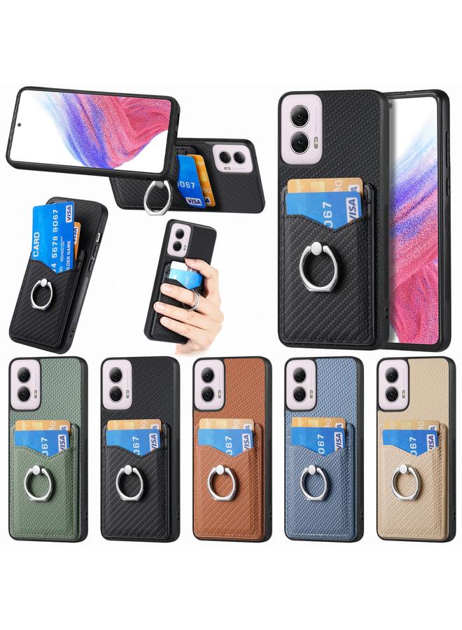 إيروريكس جراب لهاتف Motorola Moto G Power 5G 2024، جراب محفظة من ألياف الكربون مع حلقة للبطاقات - Image 5