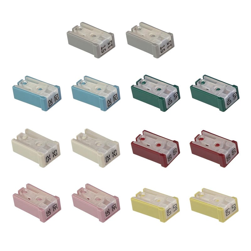 AMZAUTO 14 PCS Car Fuses Assortment Kit, Mini Slotted Automotive Box Shaped Cartridge Fuse Kit 15 A 20 A 25 A 30 A 40 A 50 A 60 A, for Cars Pickup Trucks SUVs - Image 1