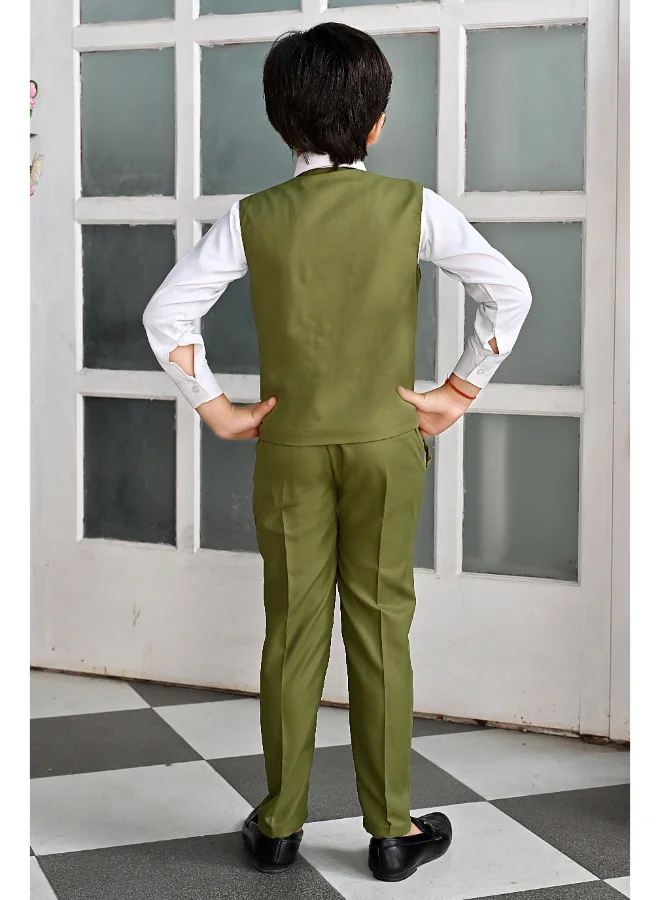 BT DEZINES Boys Dark Green 3 Piece Suit Set for Parties