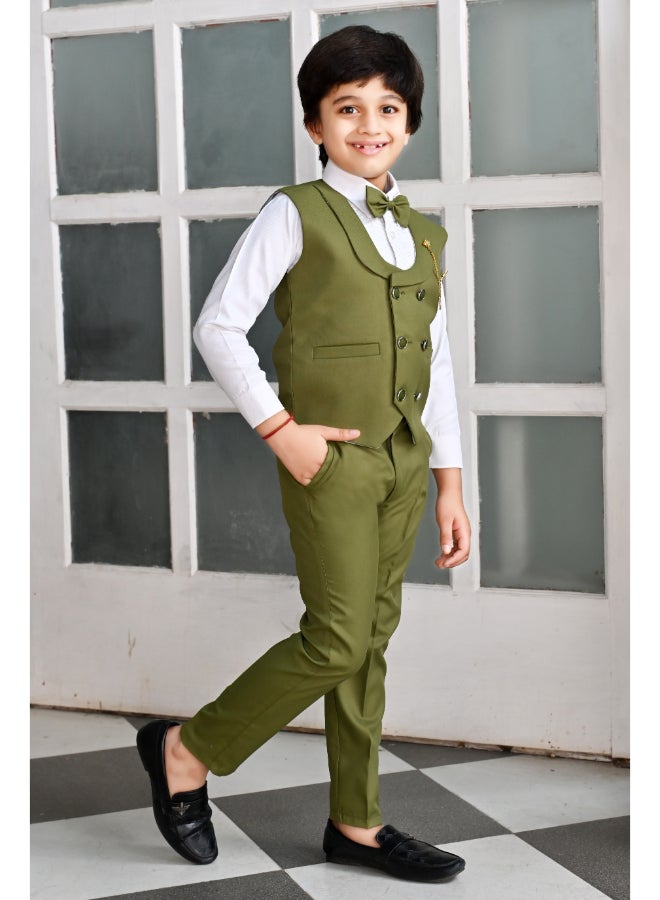 BT DEZINES Boys Dark Green 3 Piece Suit Set for Parties - Image 4