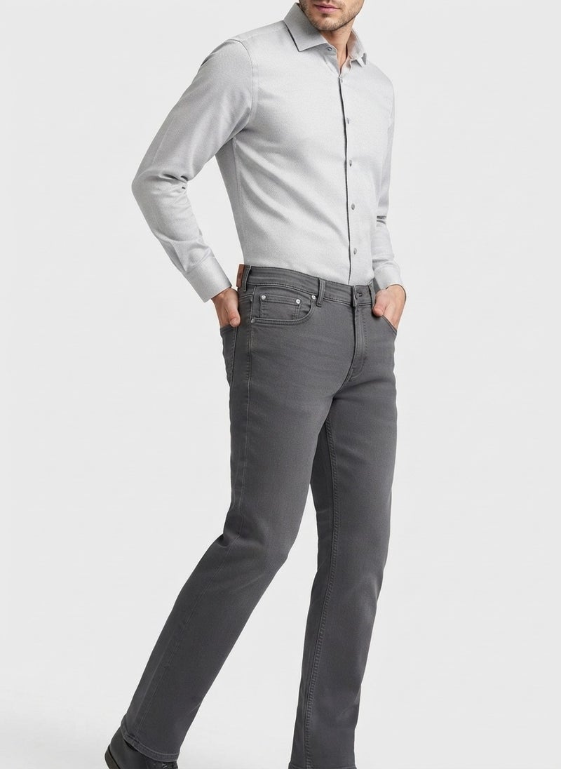 AUXOM Men's Slim Ankle Jeans - Dark Grey - Image 1