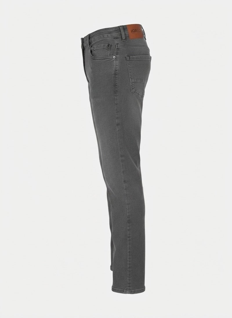 AUXOM Men's Slim Ankle Jeans - Dark Grey - Image 3