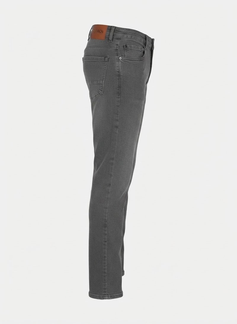 AUXOM Men's Slim Ankle Jeans - Dark Grey - Image 2