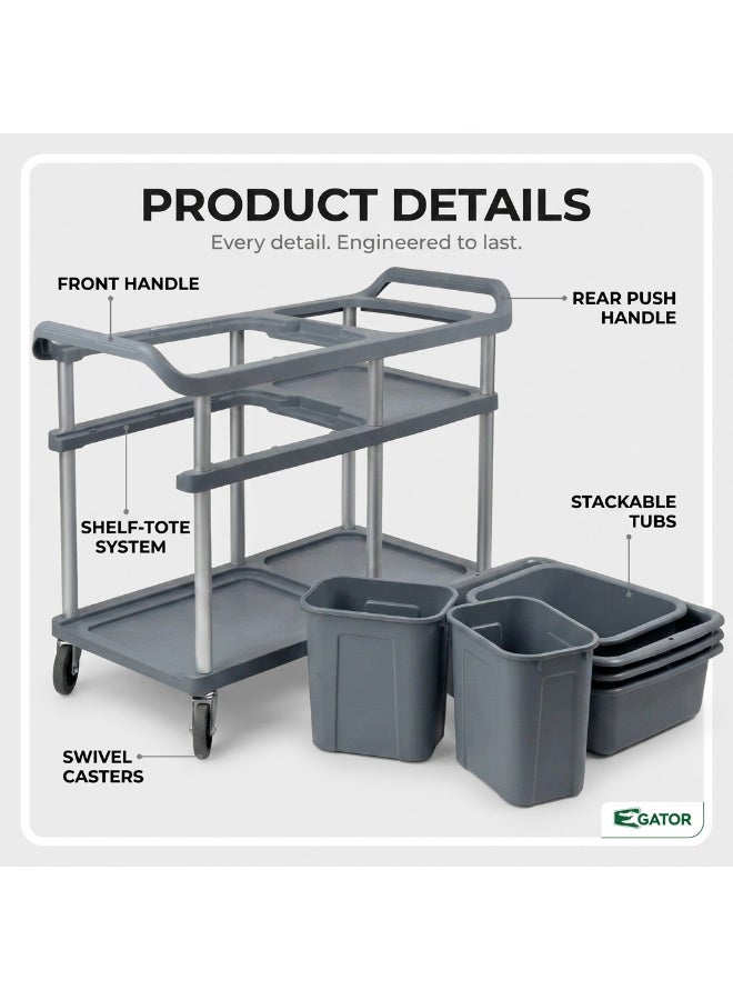 Gator Heavy-Duty Multi-Function Plastic Restaurant Service Trolley | Commercial Food & Beverage Cart | China - Image 2