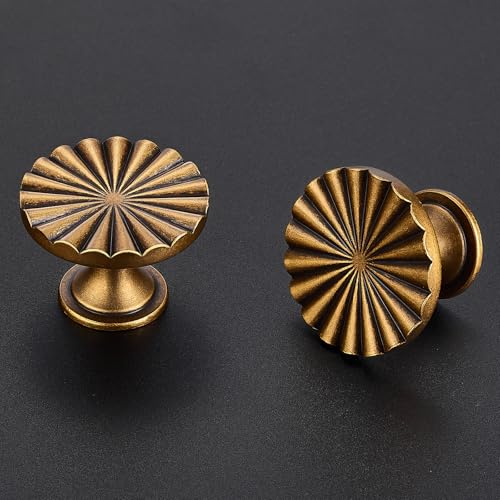 Ravinte Decor 15 Pack Antique Brass Cabinet Knobs Dresser Knobs Zinc Alloy Dresser Hardware for Closet Wardrobe and Cupboard Round Vintage Drawer Pulls - Image 3