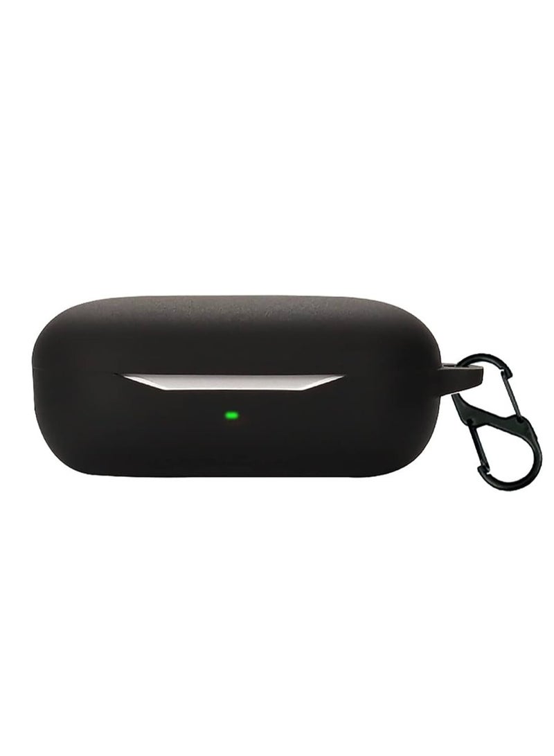 Case for Huawei Freebuds SE Case Protective Silicone Case for Huawei Freebuds SE Portable Charging Case with Carabiner Anti-Lost Keychain (Black) 