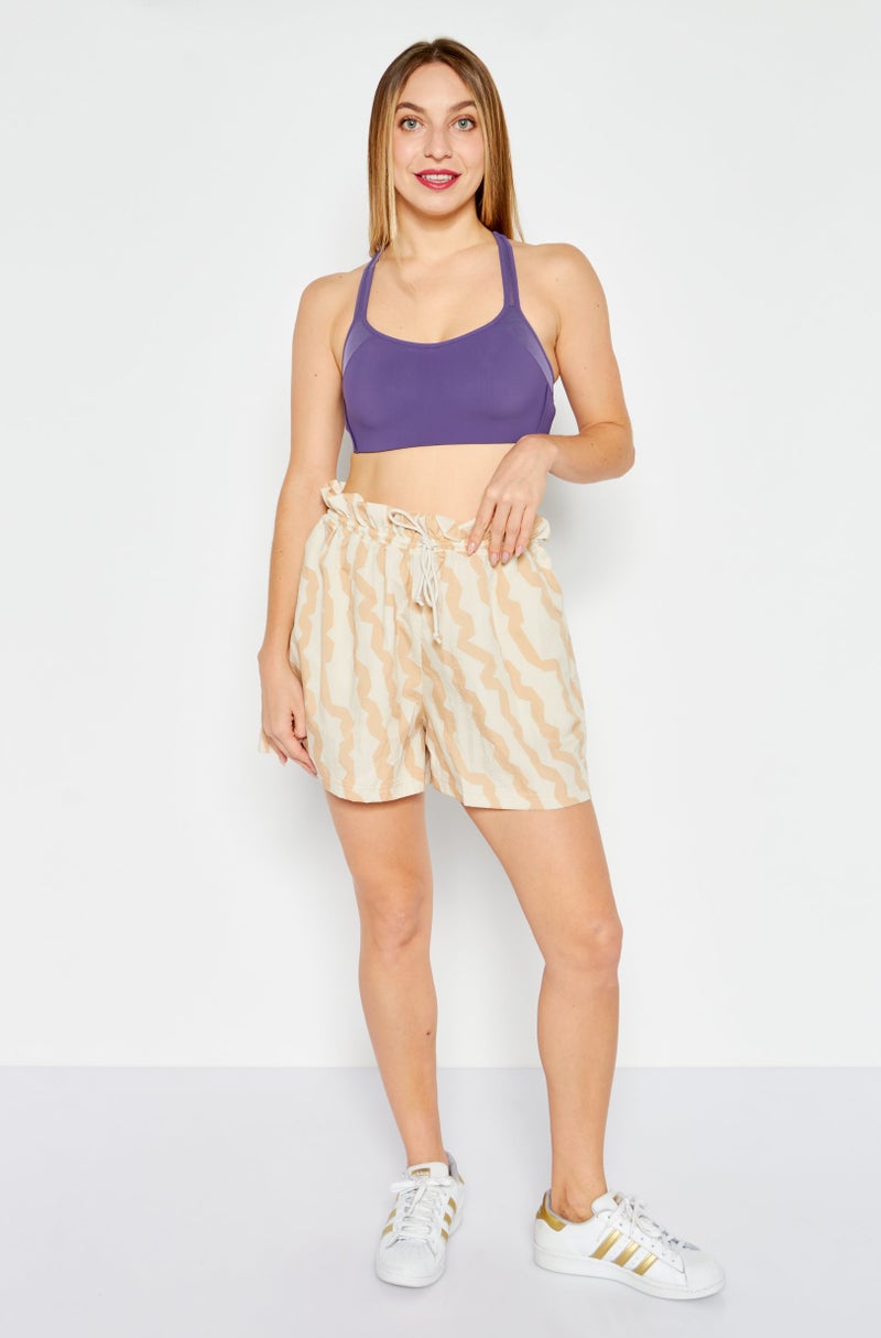 Reebok Women Sportswear Fit Drawstring Training Shorts, Beige  - Image 2