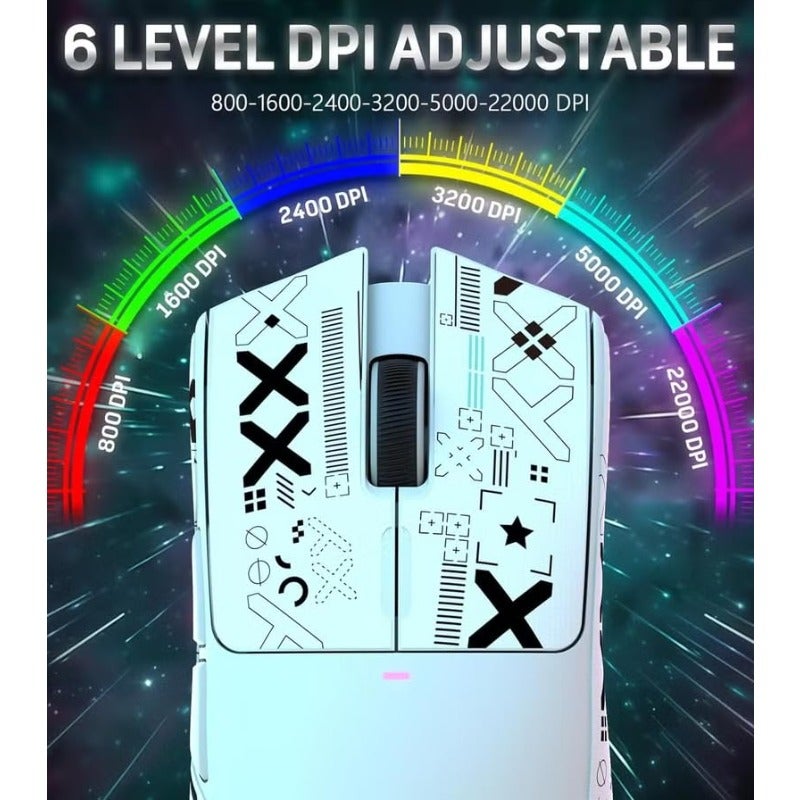 2026 x X11 Gaming Mouse With Magnetic Charging DockTri-Mode-2.4G USB-C Wired BT 22K DPI PAW3395 Optical Sensor For PS PC Mac Newest Upgraded Version White Anti-Slip Tape - Image 4