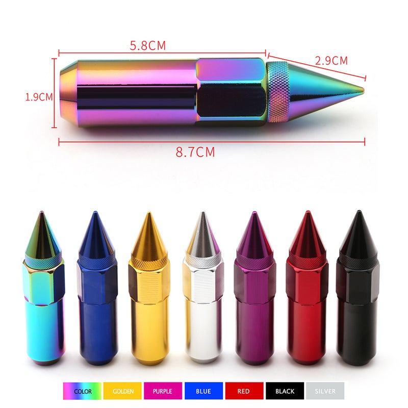 20PCs 90mm Red Car Wheel Lug Nut Set With Spike Car Styling For Wheels Rims M12X1.5 - Image 4