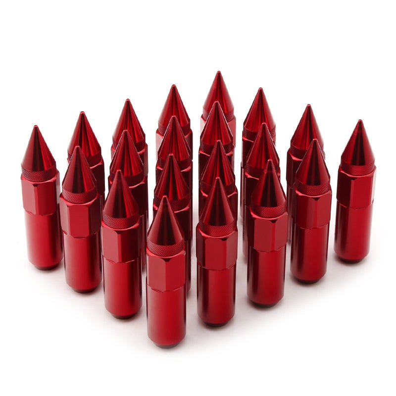 20PCs 90mm Red Car Wheel Lug Nut Set With Spike Car Styling For Wheels Rims M12X1.5 - Image 1