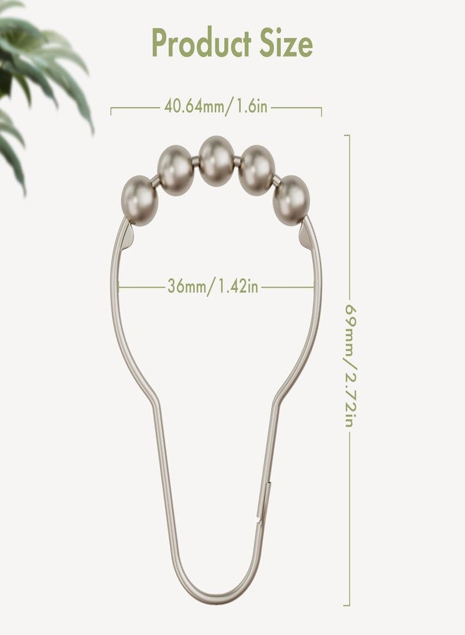 Amazer Decorative Shower Curtain Hooks, Shower Curtain Hooks Rust Proof Stainless Steel Shower Curtain Hooks, Shower Hooks for Shower Curtain Bathroom 12PCS, Matte Nickel - Image 3