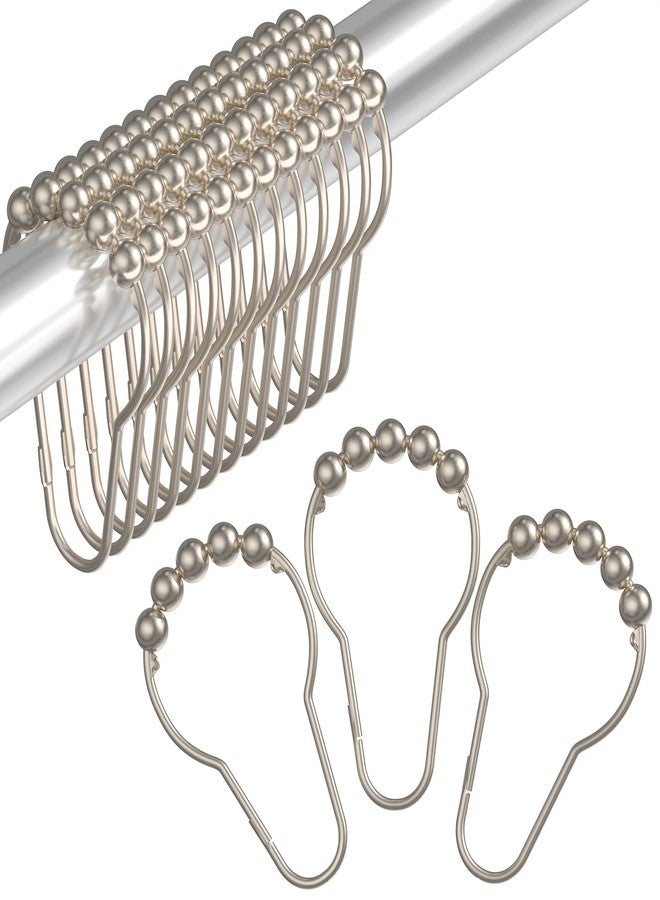 Amazer Decorative Shower Curtain Hooks, Shower Curtain Hooks Rust Proof Stainless Steel Shower Curtain Hooks, Shower Hooks for Shower Curtain Bathroom 12PCS, Matte Nickel - Image 1