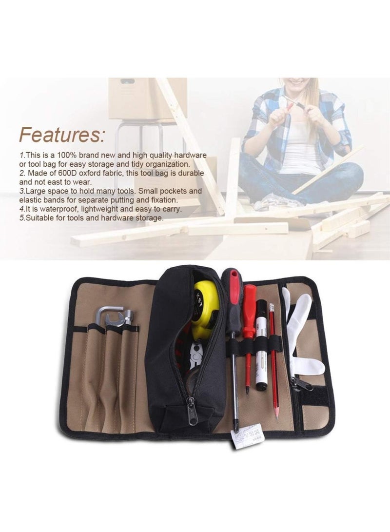 GGOOT Tool Roll, Electrician Tool Bag Tool Organisers Durable Waterproof Canvas Electrician Screwdriver Tool Roll Up Hardware Tools Storage Bag (36 * 25cm)  - Image 4