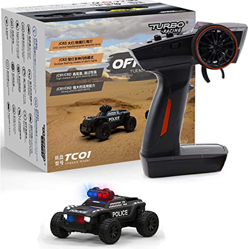 FLYCOLOR Turbo Racing 1:76 C82 RC Truck Car Full Proportional RC Mini Sports Car Remote Controller for Adults Gift(Black) - Image 1